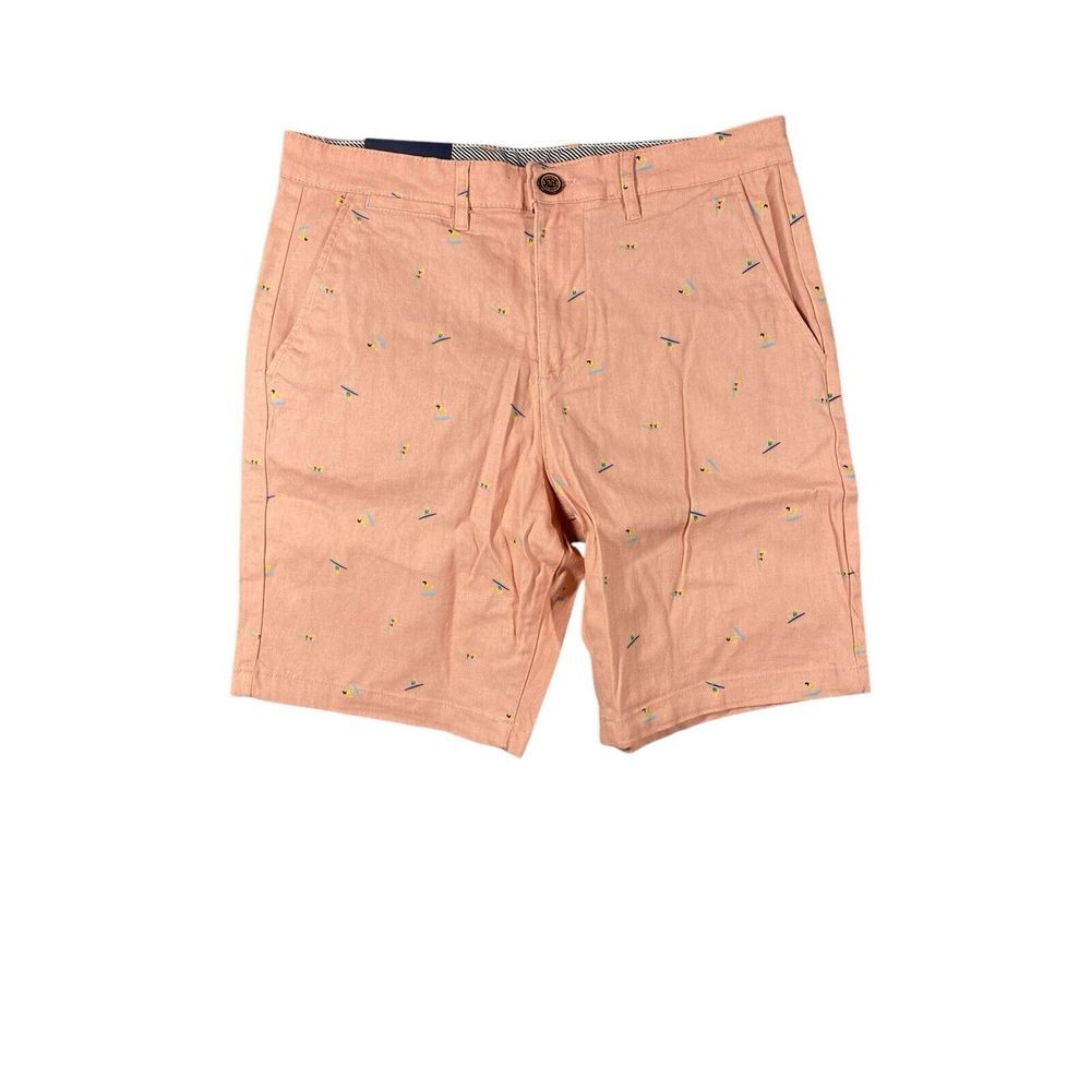 JACHS New York‎ Mens Printed Stretch Chino Short in Pink Size 30